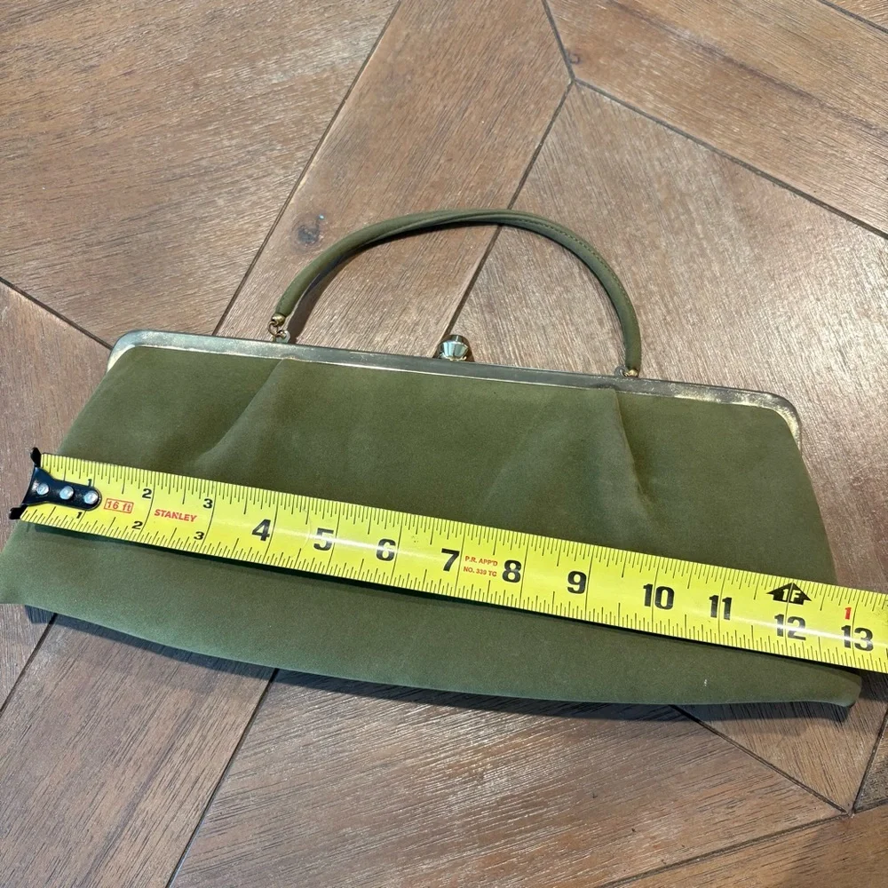 Andé Vintage Handbag Women’s Small Olive Green Evening Clutch Purse Formal - Picture 9 of 10